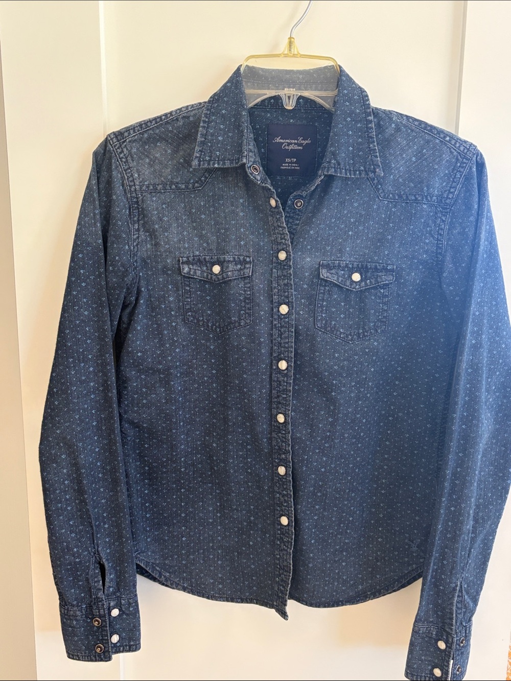 American Eagle Outfitters Dark Blue Denim Western Shirt